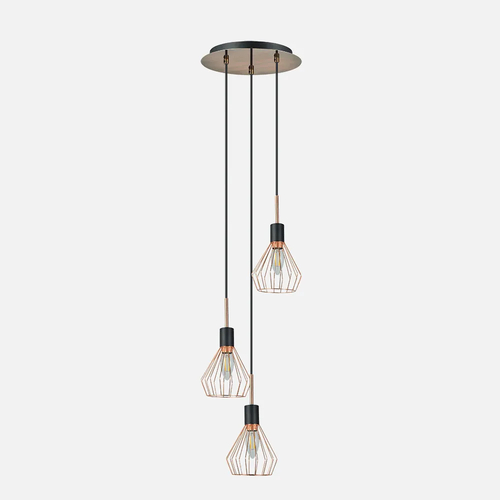 Abrila San Petersburgo Negro / Cobre - Lámpara Moderna 3xE14