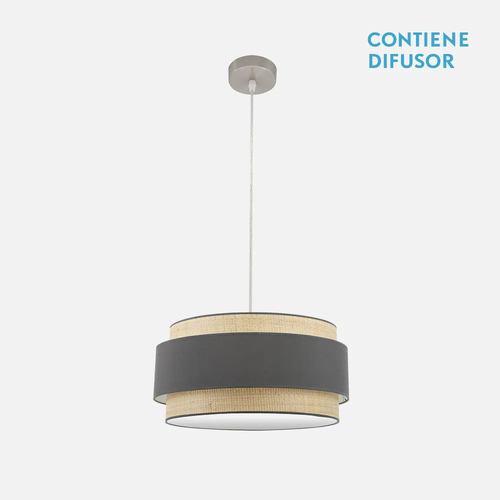 Abrila KANDY Natural/Gris - Colgante Moderno 2xE27 50 cm