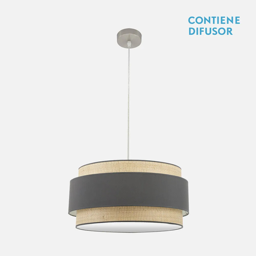 Abrila KANDY Natural/Gris - Colgante Moderno 3xE27 60 cm