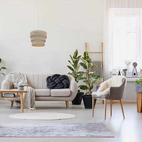 Abrila SMILE Níquel/Madera Gris - Colgante Moderno 1xE27 40 cm