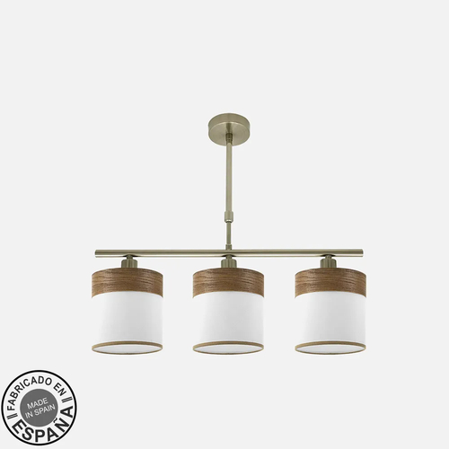 Abrila CLOE Cuero/Blanco-Madera Oscura - Lámpara Moderna 3xE14