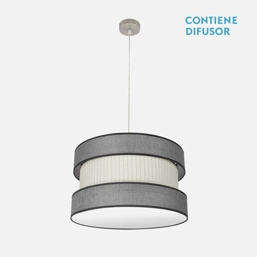 Abrila HOME Níquel/Gris-Beis - Colgante Moderno 2xE27 50 cm