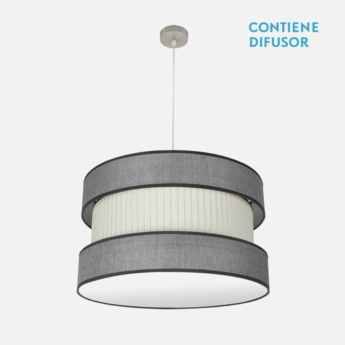 Abrila HOME Níquel/Gris-Beis - Colgante Moderno 3xE27 60 cm