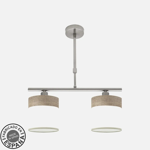 Abrila CLOE Níquel/Blanco-Madera Gris - Lámpara Moderna 2xE14