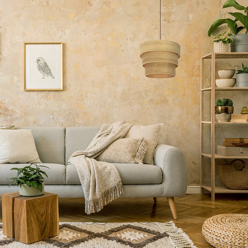 Abrila SMILE Marrón/Madera Clara - Colgante Moderno 3xE27 50 cm