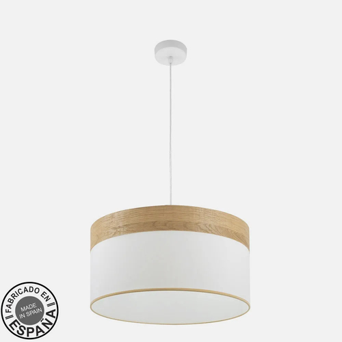 Abrila CLOE Blanco/Madera Clara - Colgante Moderno 2xE27 50 cm
