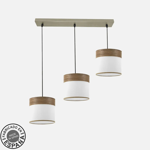 Abrila CLOE Cuero/Blanco-Madera Oscura - Lámpara Moderna 3xE27