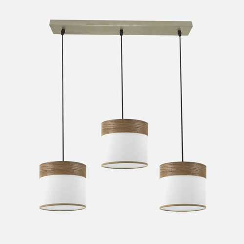 Abrila CLOE Cuero/Blanco-Madera Oscura - Lámpara Moderna 3xE27
