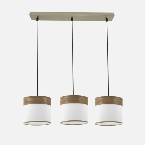 Abrila CLOE Cuero/Blanco-Madera Oscura - Lámpara Moderna 3xE27