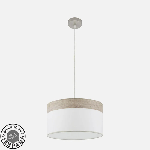Abrila CLOE Níquel/Blanco-Madera Gris - Colgante Moderno 1xE27 40 cm