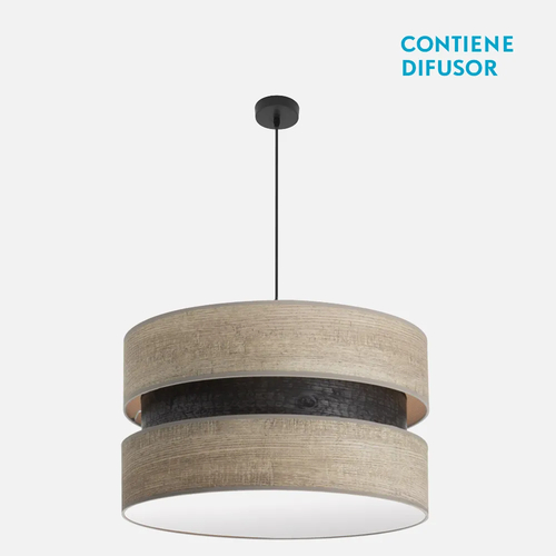Abrila COLET Negro/Madera Gris - Colgante Moderno 3xE27 60 cm