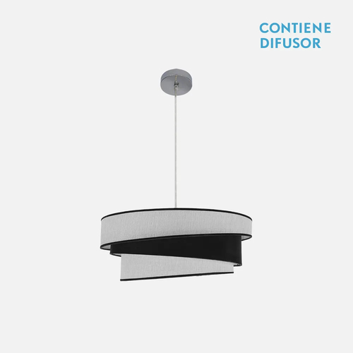 Abrila HARA Cromo/Blanco-Negro - Colgante Moderno 2xE27 50 cm