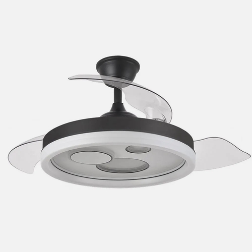 Abrila TURIA Negro/Blanco - Ventilador de Techo Aspas Retráctiles 72 W F