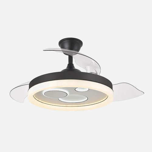 Abrila TURIA Negro/Blanco - Ventilador de Techo Aspas Retráctiles 72 W F