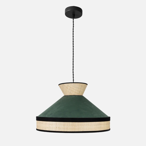Abrila FABRIZIO Natural/Negro/Verde - Colgante Moderno 1xE27 40 cm