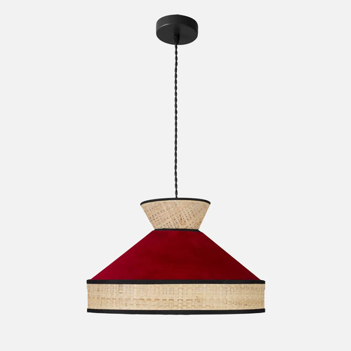 Abrila FABRIZIO Natural/Negro/Rojo - Colgante Moderno 1xE27 40 cm