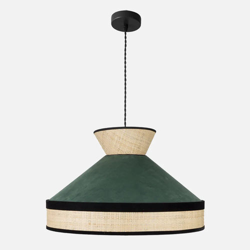 Abrila FABRIZIO Natural/Negro/Verde - Colgante Moderno 1xE27 50 cm
