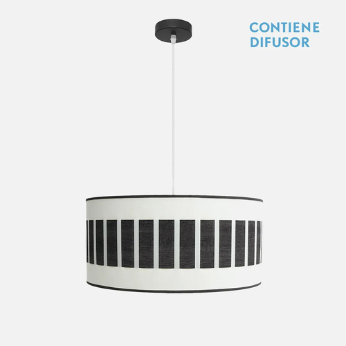 Abrila IVANNA Blanco/Madera Negra - Colgante Moderno 2xE27 50 cm