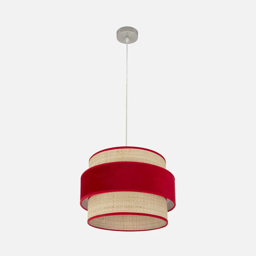 Abrila REYES Níquel/Natural-Rojo - Colgante Moderno 1xE27 40 cm