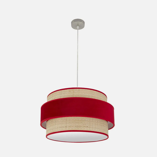 Abrila REYES Níquel/Natural-Rojo - Colgante Moderno 2xE27 50 cm