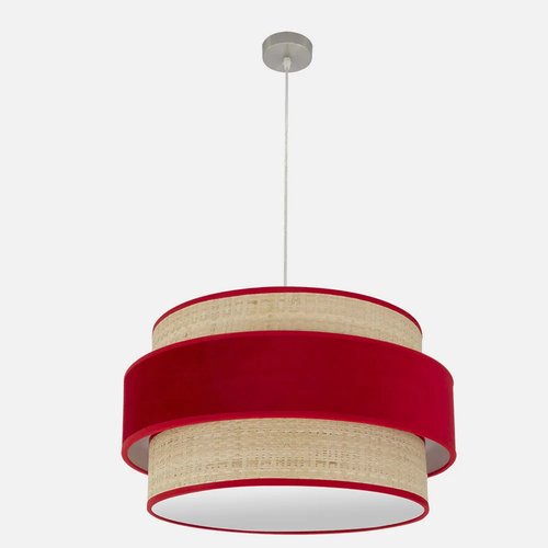 Abrila REYES Níquel/Natural-Rojo - Colgante Moderno 3xE27 60 cm