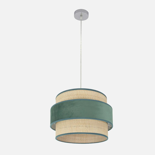 Abrila REYES Cromo/Natural-Verde - Colgante Moderno 1xE27 40 cm
