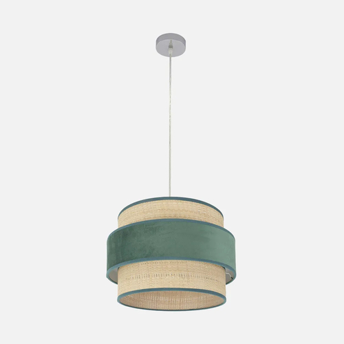 Abrila REYES Cromo/Natural-Verde - Colgante Moderno 1xE27 40 cm