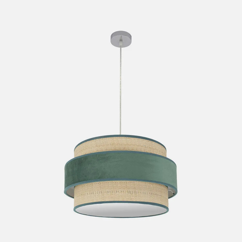 Abrila REYES Cromo/Natural-Verde - Colgante Moderno 2xE27 50 cm