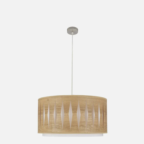 Abrila ALEXANDRA Níquel/Madera Clara - Colgante Moderno 2xE27 50 cm
