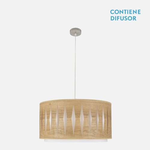 Abrila ALEXANDRA Níquel/Madera Clara - Colgante Moderno 2xE27 50 cm