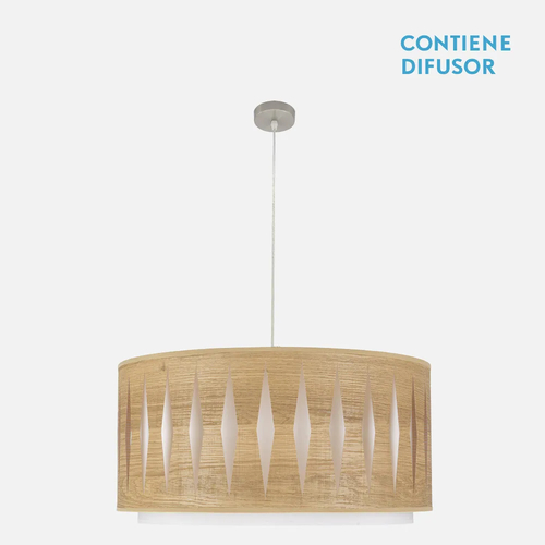 Abrila ALEXANDRA Níquel/Madera Clara - Colgante Moderno 3xE27 60 cm