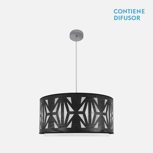 Abrila KATERINA Cromo/Madera Negra - Colgante Moderno 3xE27 60 cm