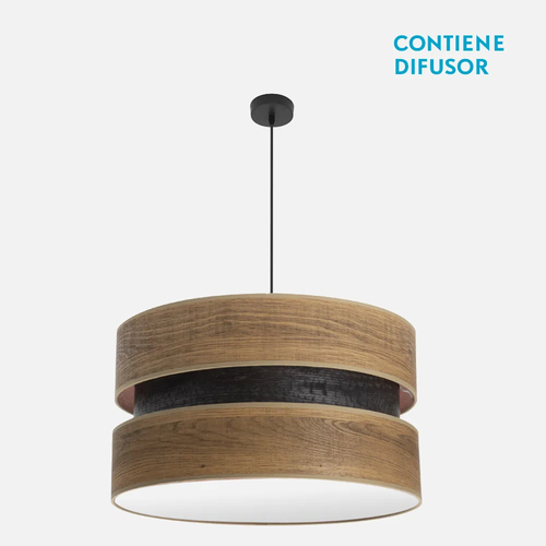 Abrila COLET Negro/Madera Oscura - Colgante Moderno 3xE27 60 cm
