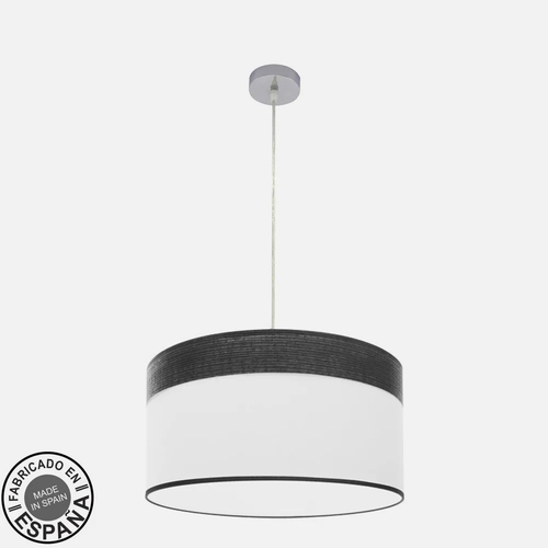Abrila CLOE Cromo/Blanco-Madera Negra - Colgante Moderno 2xE27 50 cm