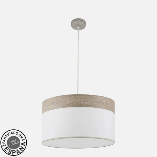 Abrila CLOE Níquel/Blanco-Madera Gris - Colgante Moderno 2xE27 50 cm