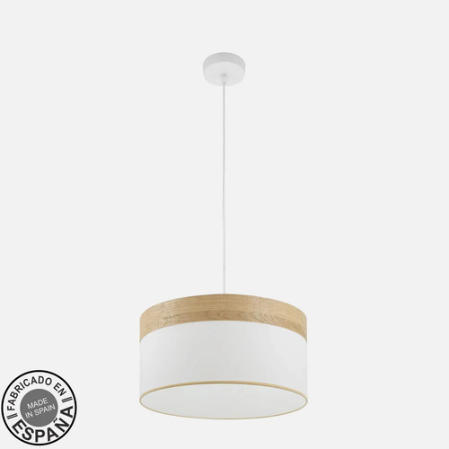 Abrila CLOE Blanco/Madera Clara - Colgante Moderno 1xE27 40 cm