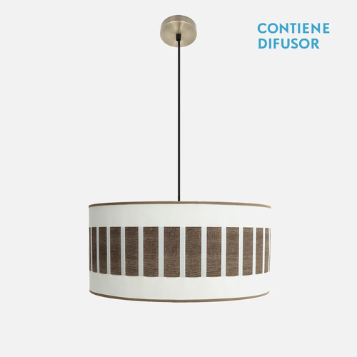 Abrila IVANNA Blanco/Madera Oscura - Colgante Moderno 2xE27 50 cm