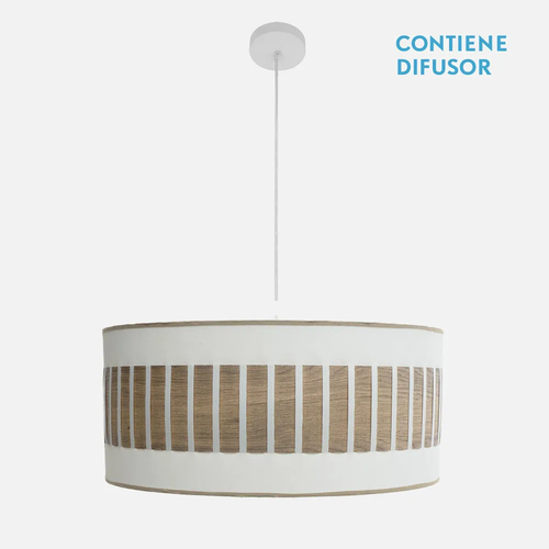 Abrila IVANNA Blanco/Madera Clara - Colgante Moderno 3xE27 60 cm
