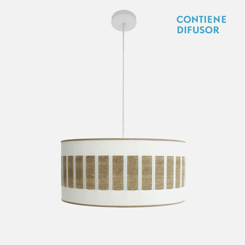 Abrila IVANNA Blanco/Madera Clara - Colgante Moderno 2xE27 50 cm