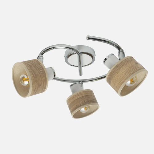 Abrila NANDO Cromo-Blanco/Madera Clara - Foco Moderno 3xE14 35 cm