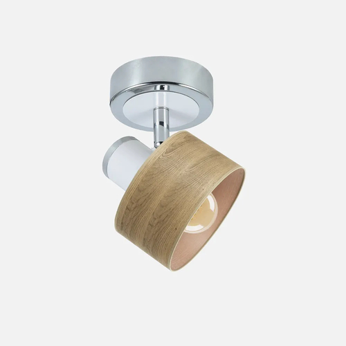 Abrila NANDO Cromo-Blanco/Madera Clara - Foco Moderno 1xE14