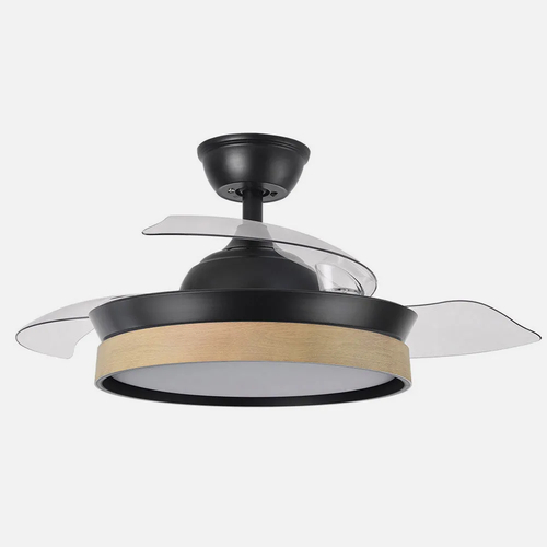 Abrila IGLU Negro/Haya - Ventilador de Techo Aspas Retráctiles 72 W F
