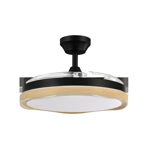 Abrila BLONDI Negro/Madera - Ventilador de Techo Aspas Retráctiles 72 W F