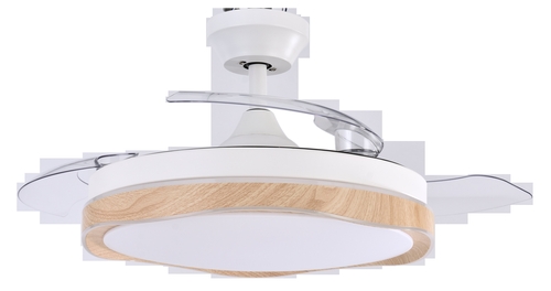 Abrila BLONDI Blanco/Haya - Ventilador de Techo Aspas Retráctiles 72 W F