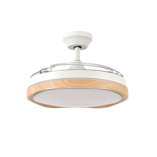 Abrila BLONDI Blanco/Haya - Ventilador de Techo Aspas Retráctiles 72 W F