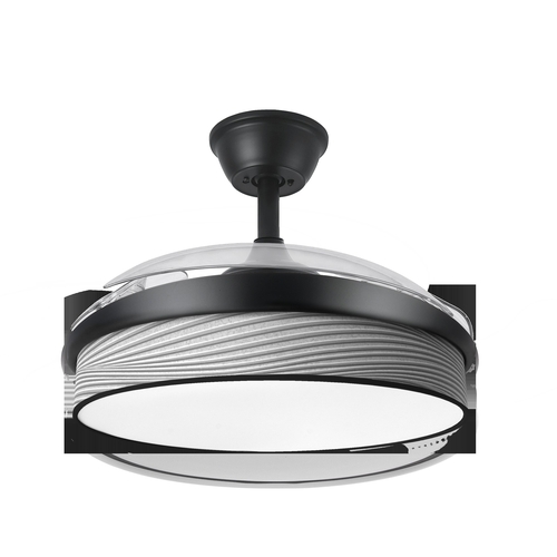 Abrila MODA Negro/Surco Gris - Ventilador de Techo Aspas Retráctiles 72 W F