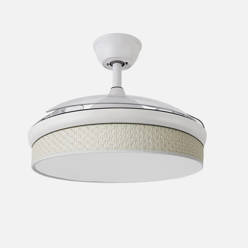 Abrila MODA Blanco/Cañizo Blanco - Ventilador de Techo Aspas Retráctiles 72 W F