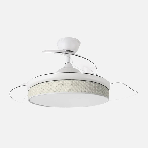 Abrila MODA Blanco/Cañizo Blanco - Ventilador de Techo Aspas Retráctiles 72 W F
