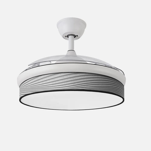 Abrila MODA Blanco/Surco Gris - Ventilador de Techo Aspas Retráctiles 72 W F