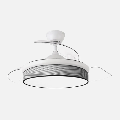 Abrila MODA Blanco/Surco Gris - Ventilador de Techo Aspas Retráctiles 72 W F
